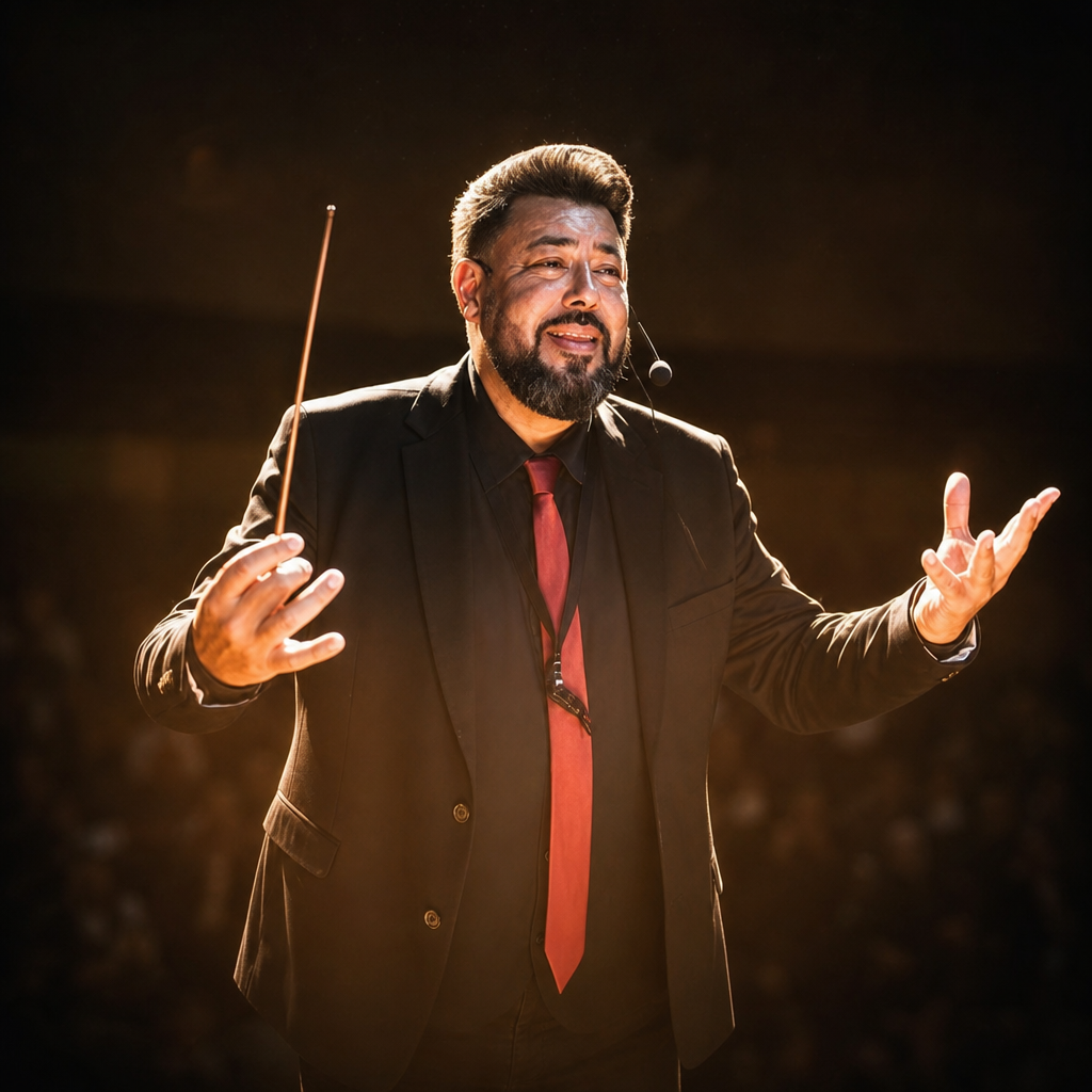Giu Sanderi regendo como maestro